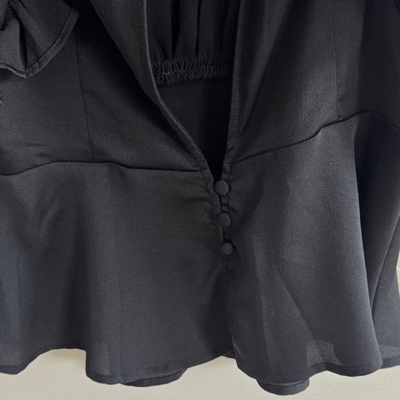Chic Black Ruffle Sleeve Blouse - Picture 6 of 6